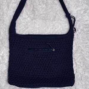 Le Sak Bag Navy Crocheted Crossbody Bag